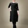 Black Fully Stitched Cotton Blend Kurti Pant Design No 1112