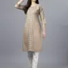 Chikoo Fully Stitched Casual Embroidery Kurti Design No 1006