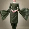 Dark Green Fully Stitched Cotton Blend Kurti Pant Dupatta Design No 1113