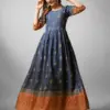 Denim Blue Fully Stitched Rayon Anarkali Gown Design No 1156