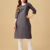 Grey Fully Stitched Cotton Magic Slub Kurti Pant Design No 1051