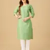 Lime Fully Stitched Cotton Magic Slub Kurti Pant Design No 1051