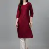 Maroon Fully Stitched Casual Embroidery Kurti Design No 1004