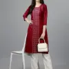 Maroon Fully Stitched Casual Embroidery Kurti Design No 1006