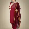 Maroon Fully Stitched Cotton Magic Slub Kurti Pant Dupatta Design No 1117