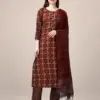 Maroon Fully Stitched Rayon Kurti Pant Dupatta Design No 1137