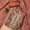 Maroon Premium Tabby Organza With Handwork And Chinnon Heavy Work Dupatta Dress Material