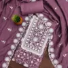 Mauve Parampara Silk Lakhnavi Work With Matching Silk Dupatta Dress Material