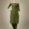 Mehendi Fully Stitched Cotton Blend Kurti Pant Design No 1112