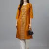 Mustard Fully Stitched Casual Embroidery Kurti Design No 1007