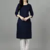 Navy Blue Fully Stitched Casual Embroidery Kurti Design No 1002