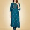 Navy Blue Fully Stitched Rayon 14 Kgs (Liva Approved) Kurti Pant Design No 1071