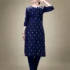 NavyBlue Fully Stitched Cotton Blend Kurti Pant Design No 1112