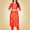 Orange Fully Stitched Rayon 14 Kgs (Liva Approved) Kurti Pant Design No 1068