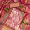 Pink Modal Print Foil With Work And Jacquard Digital Print Dupatta Dress Material