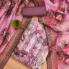 Pink Modal Print Foil With Work And Jacquard Digital Print Dupatta Dress Material