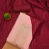 Pink Rayon Slub 2-Tone With Codding Work And Banarasi Jacquard Dupatta Dress Material