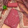 Pink Roman Silk PV Chanderi With Organza Jacquard Print Dress Material