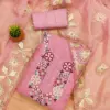 Pink Soft Organza With Fancy Multi Work And Gota Patti Full Work Dupatta Dress Material