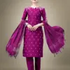 Purple Fully Stitched Cotton Blend Kurti Pant Dupatta Design No 1113