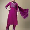 Purple Fully Stitched Cotton Blend Kurti Pant Dupatta Design No 1115