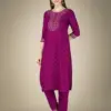 Purple Fully Stitched Cotton Magic Slub Kurti Pant Dupatta Design No 1117