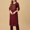 Purple Fully Stitched Rayon 14 Kgs (Liva Approved) Kurti Pant Design No 1063