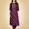 Purple Fully Stitched Rayon 14 Kgs (Liva Approved) Kurti Pant Design No 1072