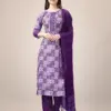 Purple Fully Stitched Rayon Kurti Pant Dupatta Design No 1135