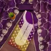 Purple Organza Jacquard Lahriya With Gota Patti Dupatta Dress Material