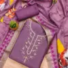 Purple Premium Simer Silk With Hand Work And Banarasi Jacquard Digital Print Dupatta Dress Material