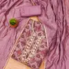 Purple Premium Tabby Organza With Handwork And Chinnon Heavy Work Dupatta Dress Material