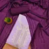 Purple Rayon Slub 2-Tone With Codding Work And Banarasi Jacquard Dupatta Dress Material