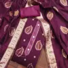 Purple Simmar Jacquard Dress Material With Matching Jacquard Dupatta