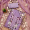 Purple Soft Organza With Fancy Multi Work And Gota Patti Full Work Dupatta Dress Material