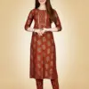 Rust Fully Stitched Rayon 14 Kgs (Liva Approved) Kurti Pant Design No 1075