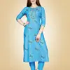 Sky Blue Fully Stitched Rayon 14 Kgs (Liva Approved) Kurti Pant Design No 1066