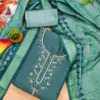 Teal Premium Simer Silk With Hand Work And Banarasi Jacquard Digital Print Dupatta Dress Material