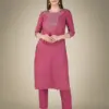 Wine Fully Stitched Cotton Magic Slub Kurti Pant Dupatta Design No 1117