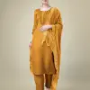 Yellow Fully Stitched Cotton Blend Kurti Pant Dupatta Design No 1111