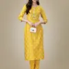 Yellow Fully Stitched Rayon 14 Kgs (Liva Approved) Kurti Pant Design No 1009