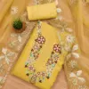 Yellow Soft Organza With Fancy Multi Work And Gota Patti Full Work Dupatta Dress Material