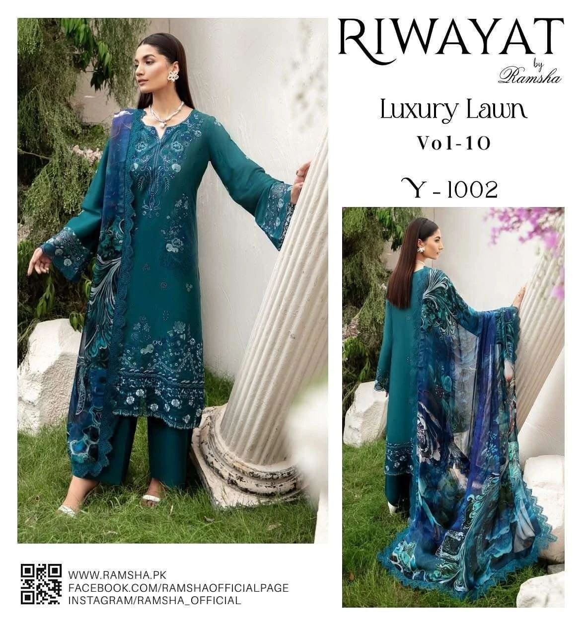 Ramsha Riwayat Luxury Lawn Collection Vol 10 - Image 12
