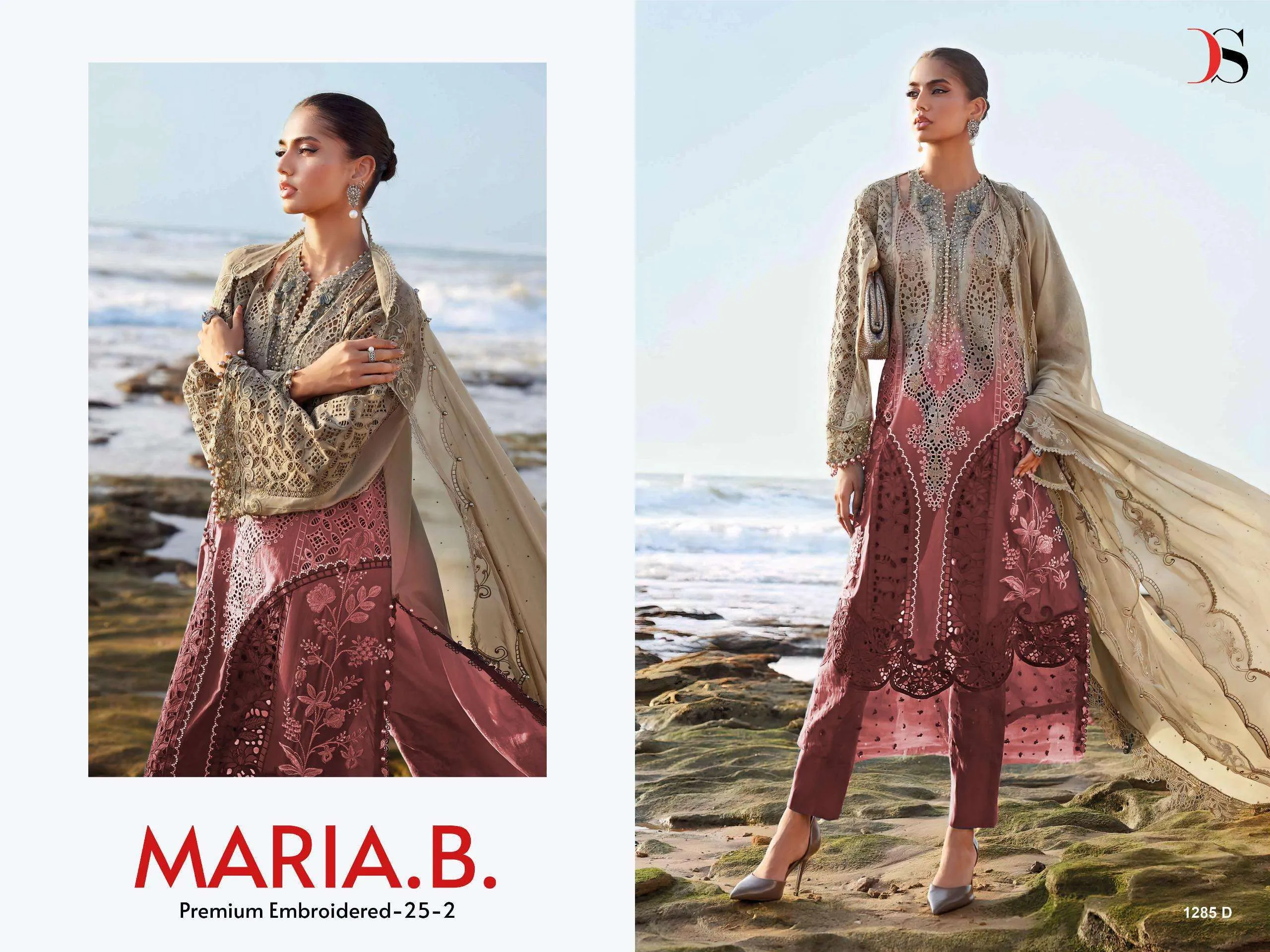 Deepsy Suits Maria B Premium Embroidered 25 Vol 2 Hit Design 1285 - Image 2