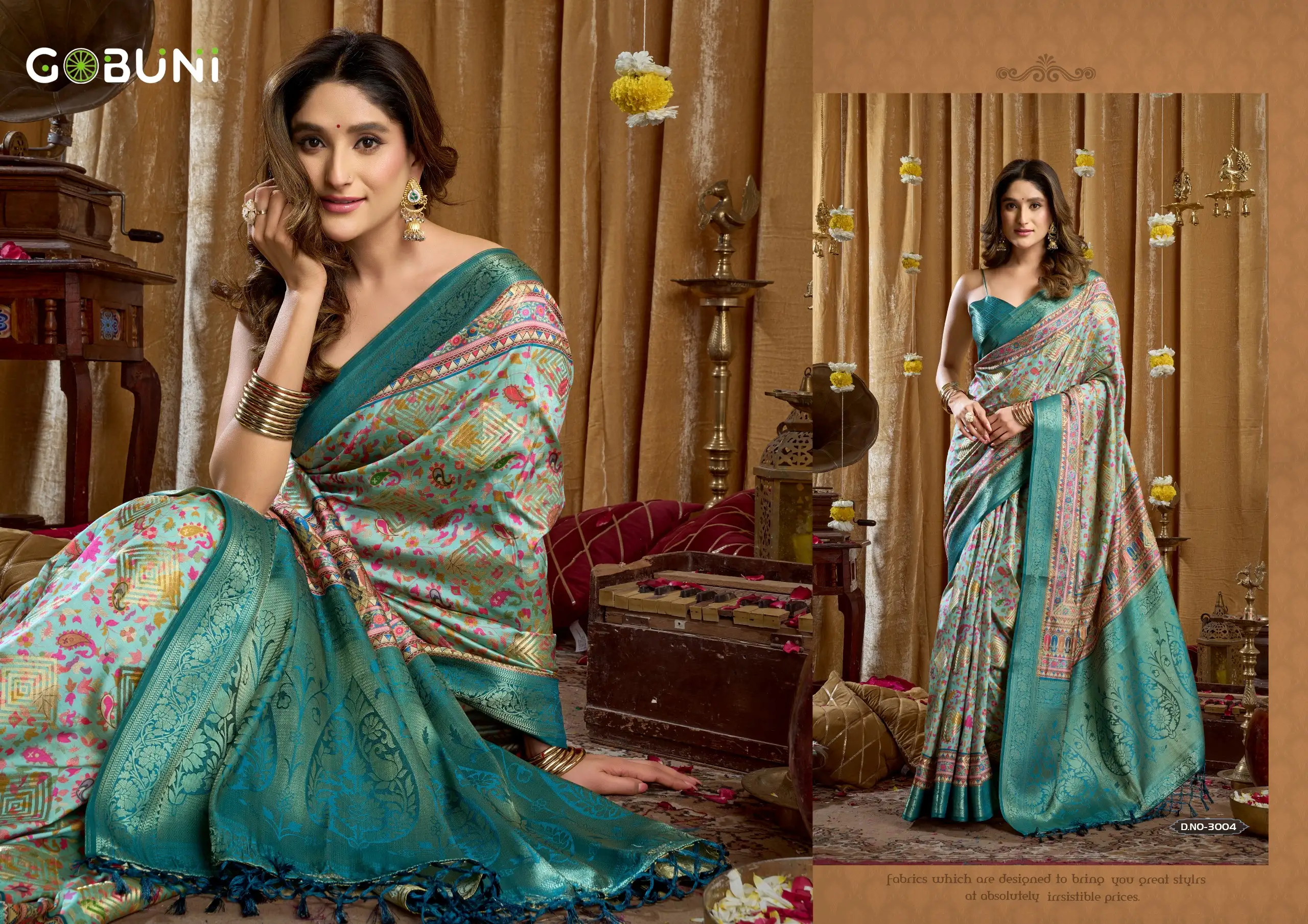 Gobuni Simran Cluster Digital Printed Saree Collection - Image 4