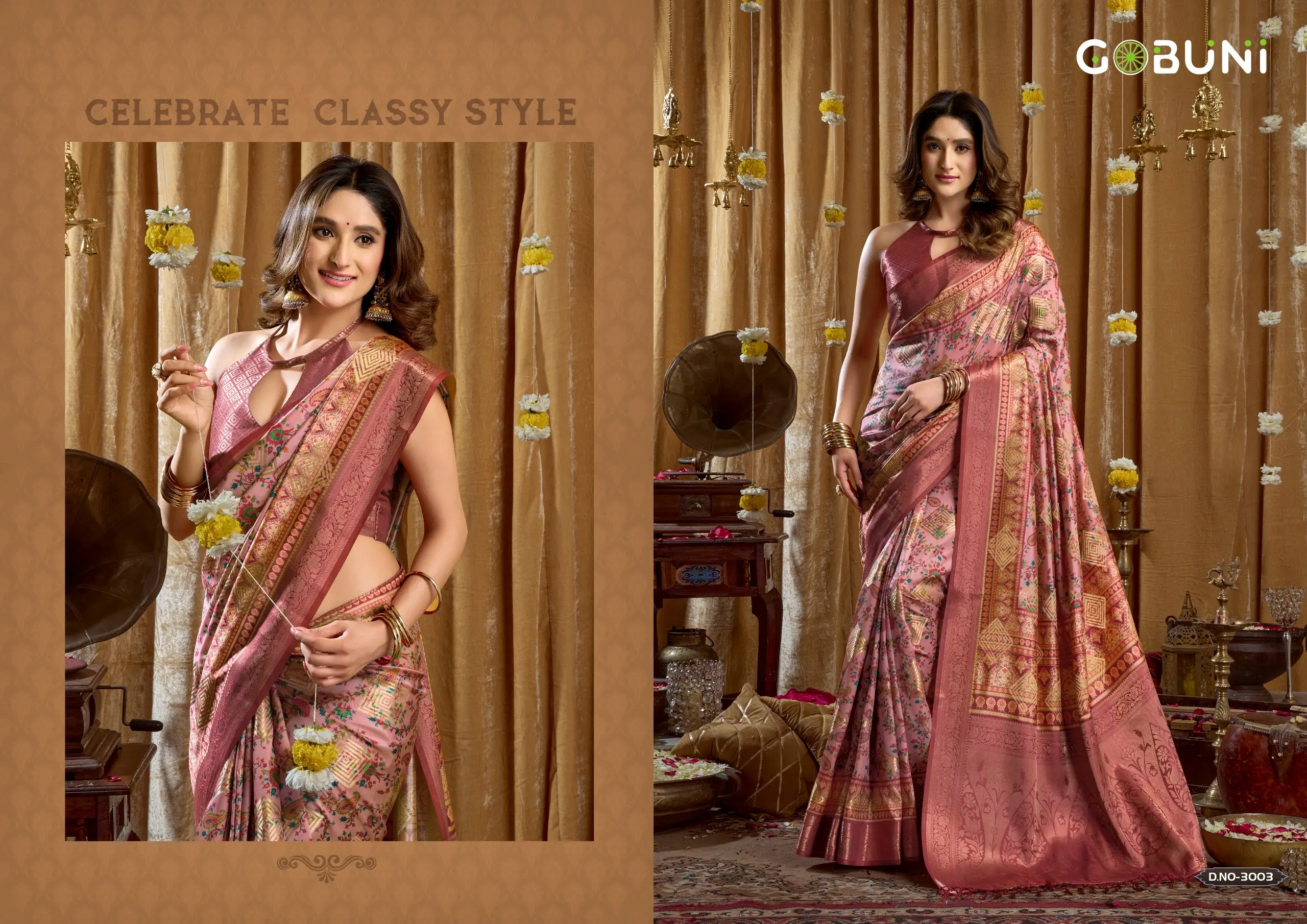 Gobuni Simran Cluster Digital Printed Saree Collection - Image 6