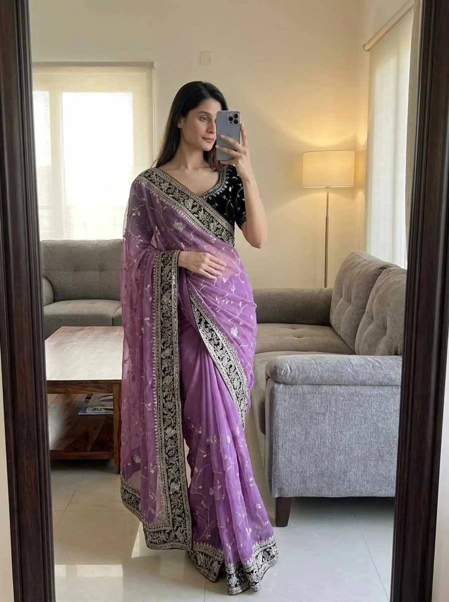 Kc 207 Moss Silk Sequins and Zari Worked Designer Saree Collection - Image 12