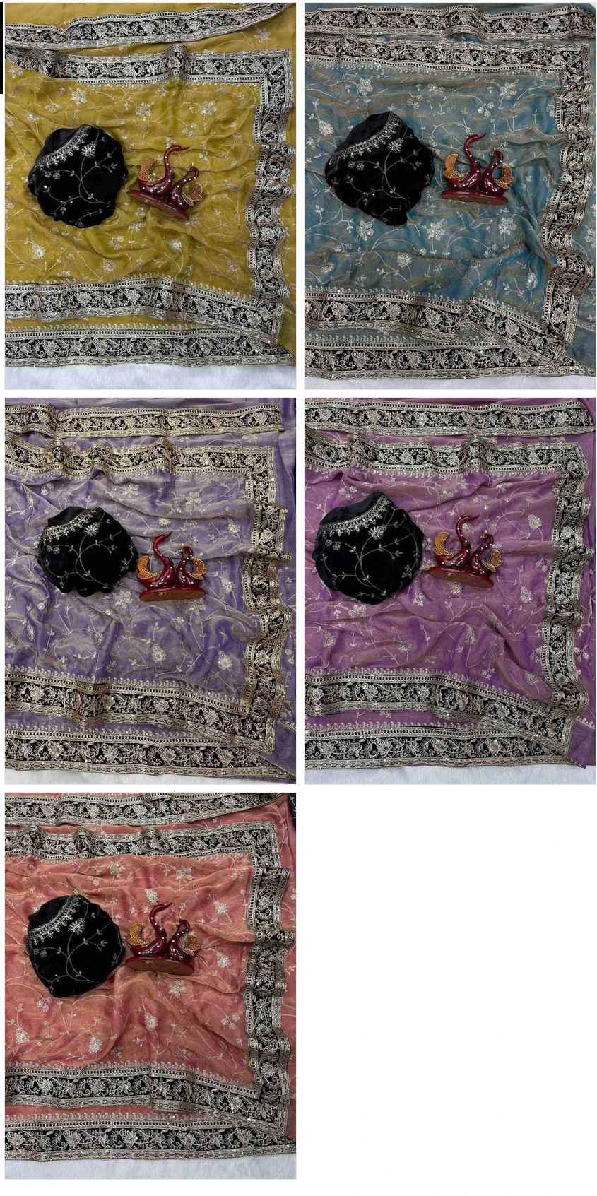 Kc 207 Moss Silk Sequins and Zari Worked Designer Saree Collection - Image 4