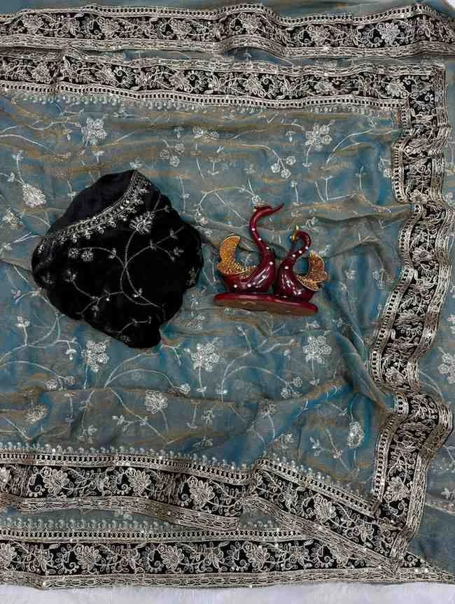 Kc 207 Moss Silk Sequins and Zari Worked Designer Saree Collection - Image 5