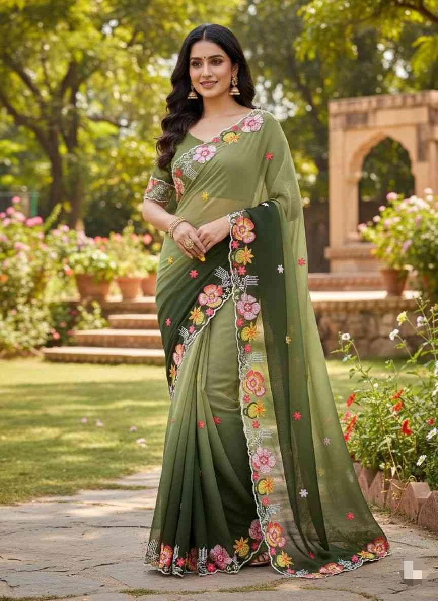 Kc 38 Georgette Sequence Thread Worked Party Wear Saree Collection - Image 2